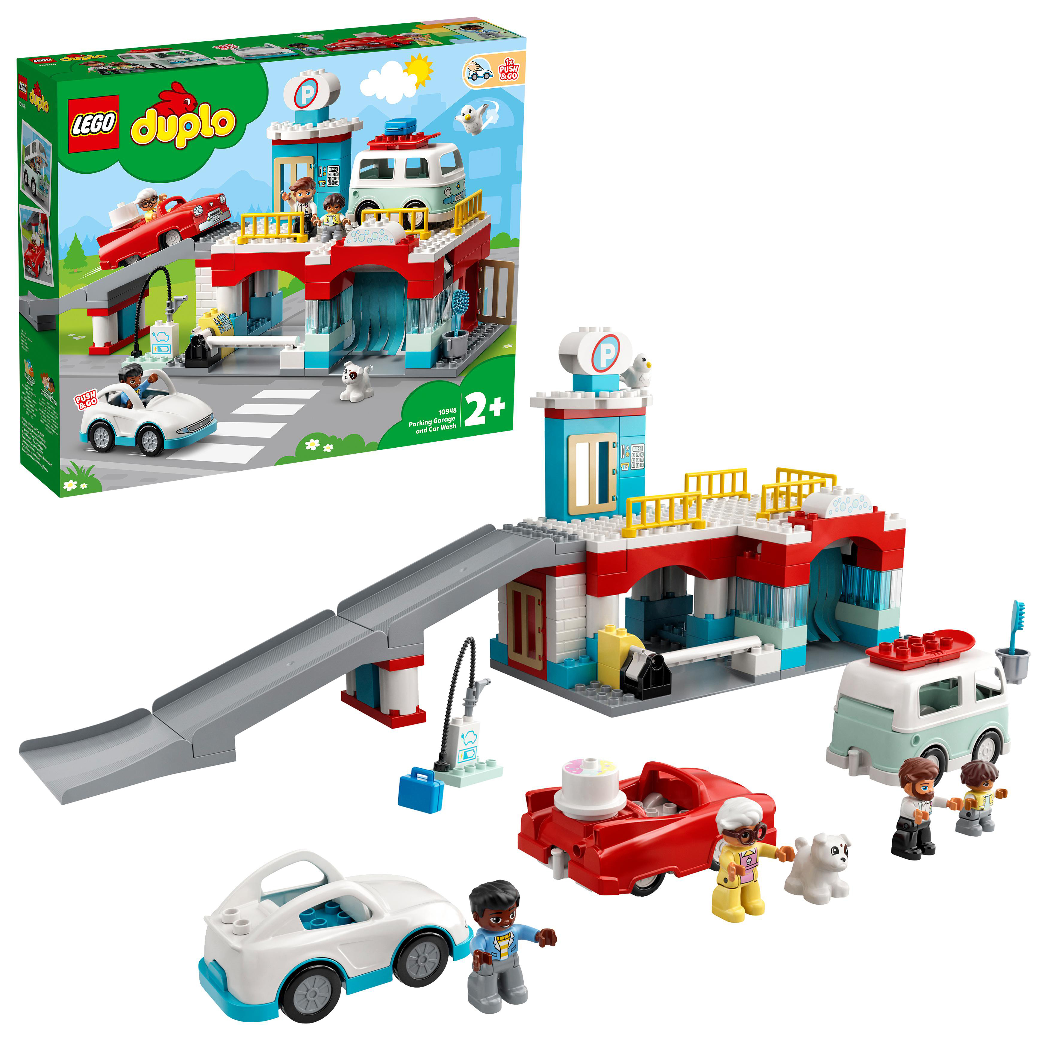 LEGO DUPLO 10948 Parkhaus mit Autowaschanlage Bausatz, Mehrfarbig