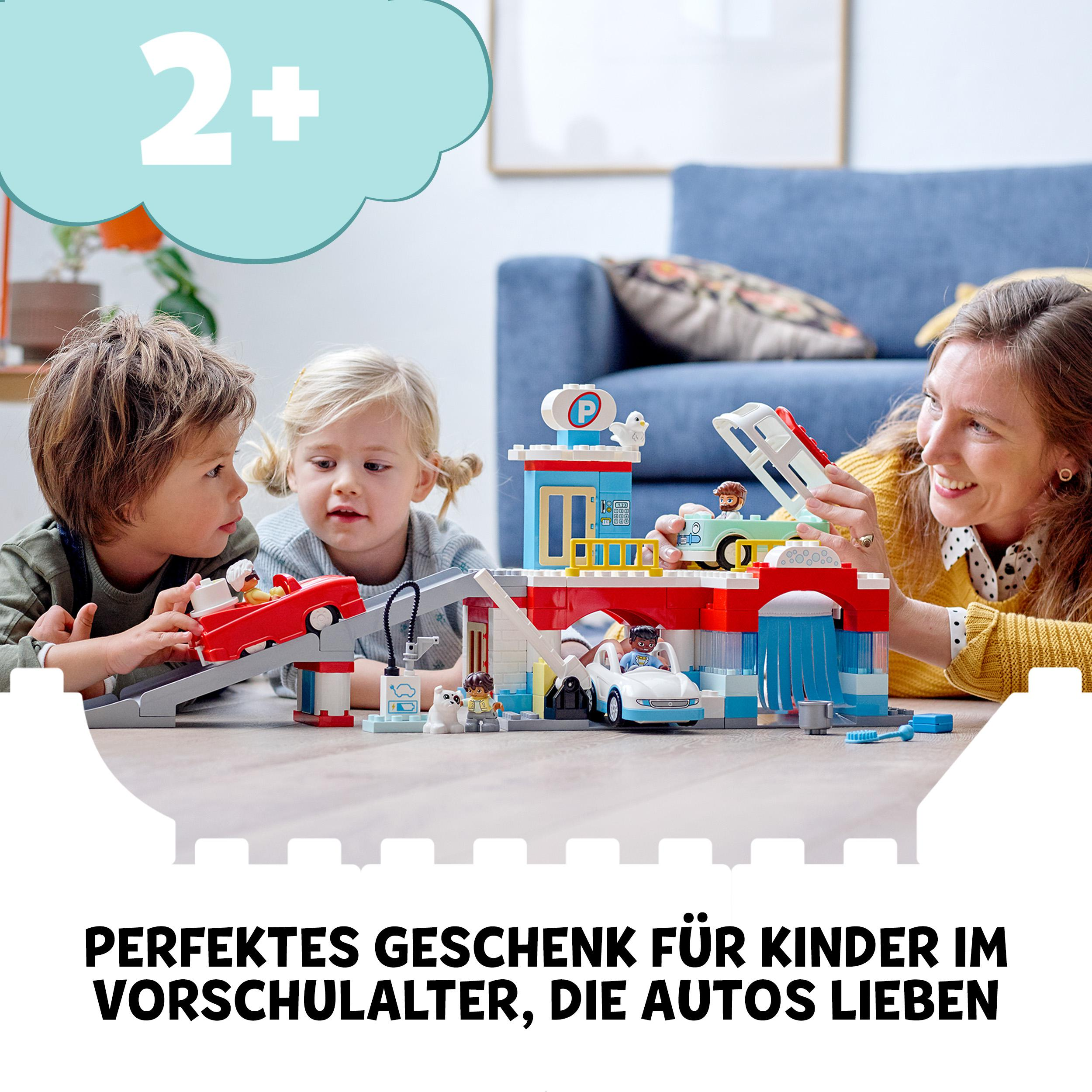 LEGO DUPLO 10948 Parkhaus mit Autowaschanlage Bausatz, Mehrfarbig