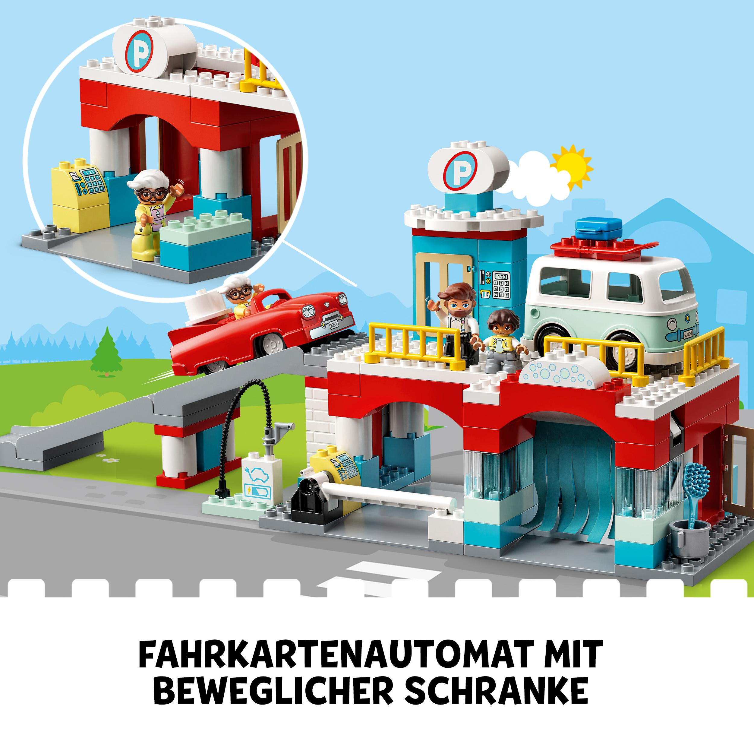 LEGO DUPLO 10948 Parkhaus mit Autowaschanlage Bausatz, Mehrfarbig