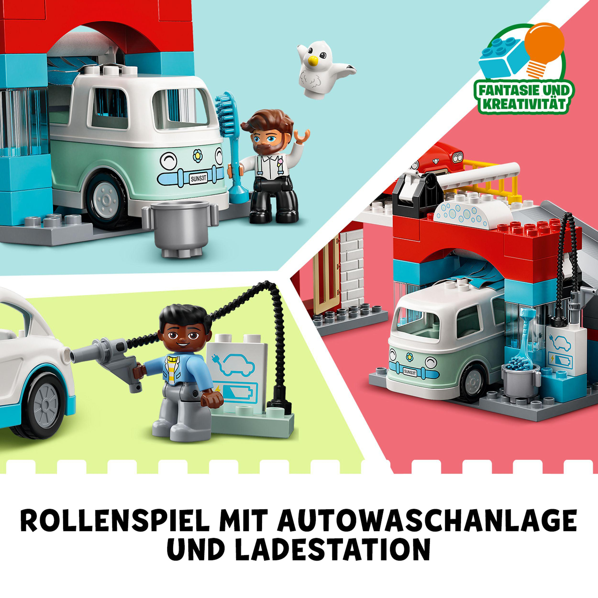 LEGO DUPLO 10948 Parkhaus mit Autowaschanlage Bausatz, Mehrfarbig
