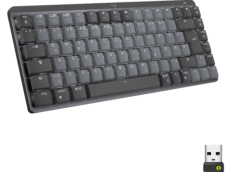 LOGITECH MX Mechanical Mini Kabellose Tastatur ohne Ziffernblock TKL, (Tactile), DEU (Qwertz), Grafit; kabellose Gaming Tastatur
