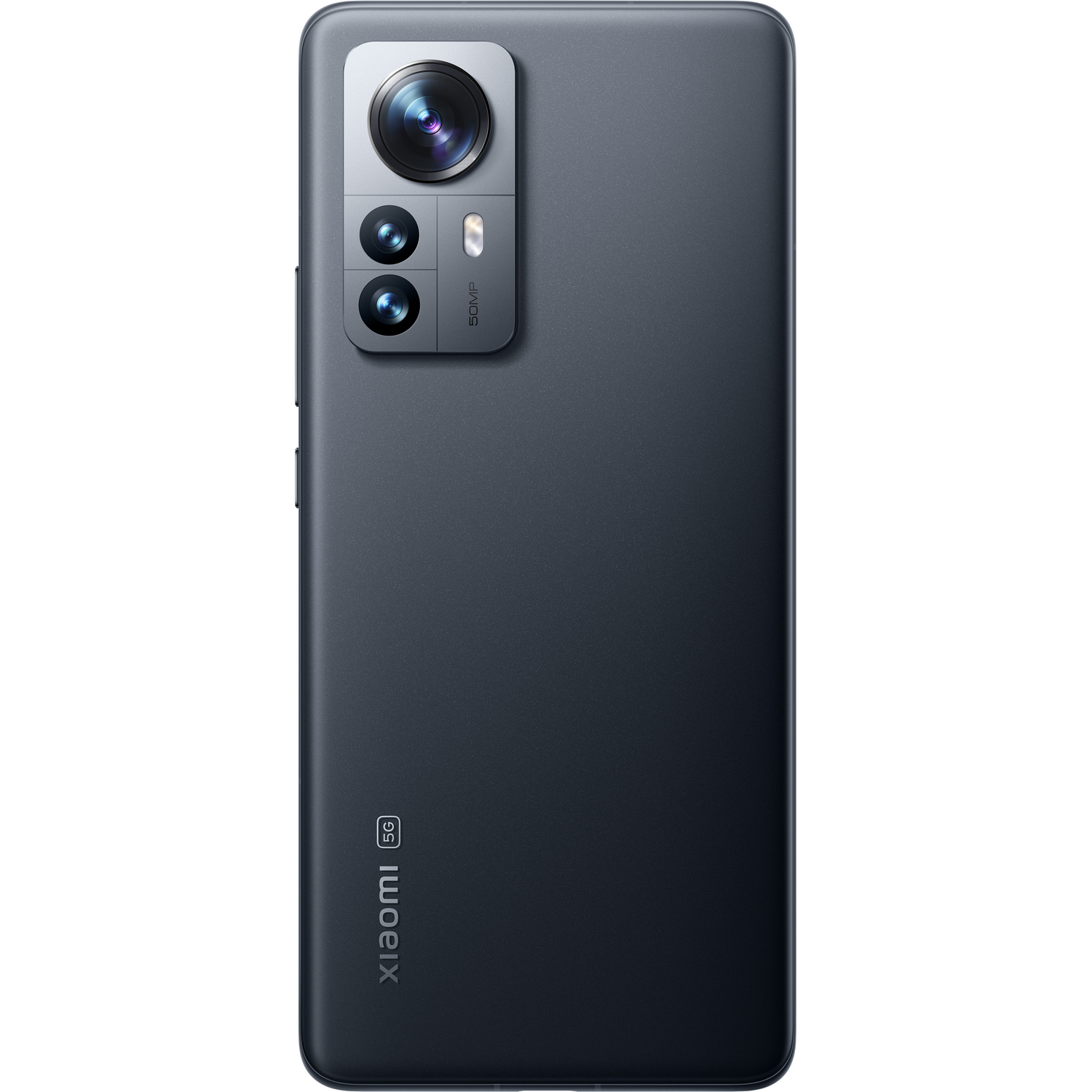 Parte trasera de un teléfono Xiaomi negro con módulo de cámara.