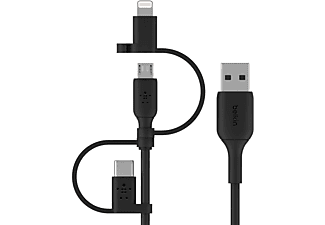 BELKIN Universal Micro-USB-USB-C-L Üçlü Şarj Kablosu Beyaz