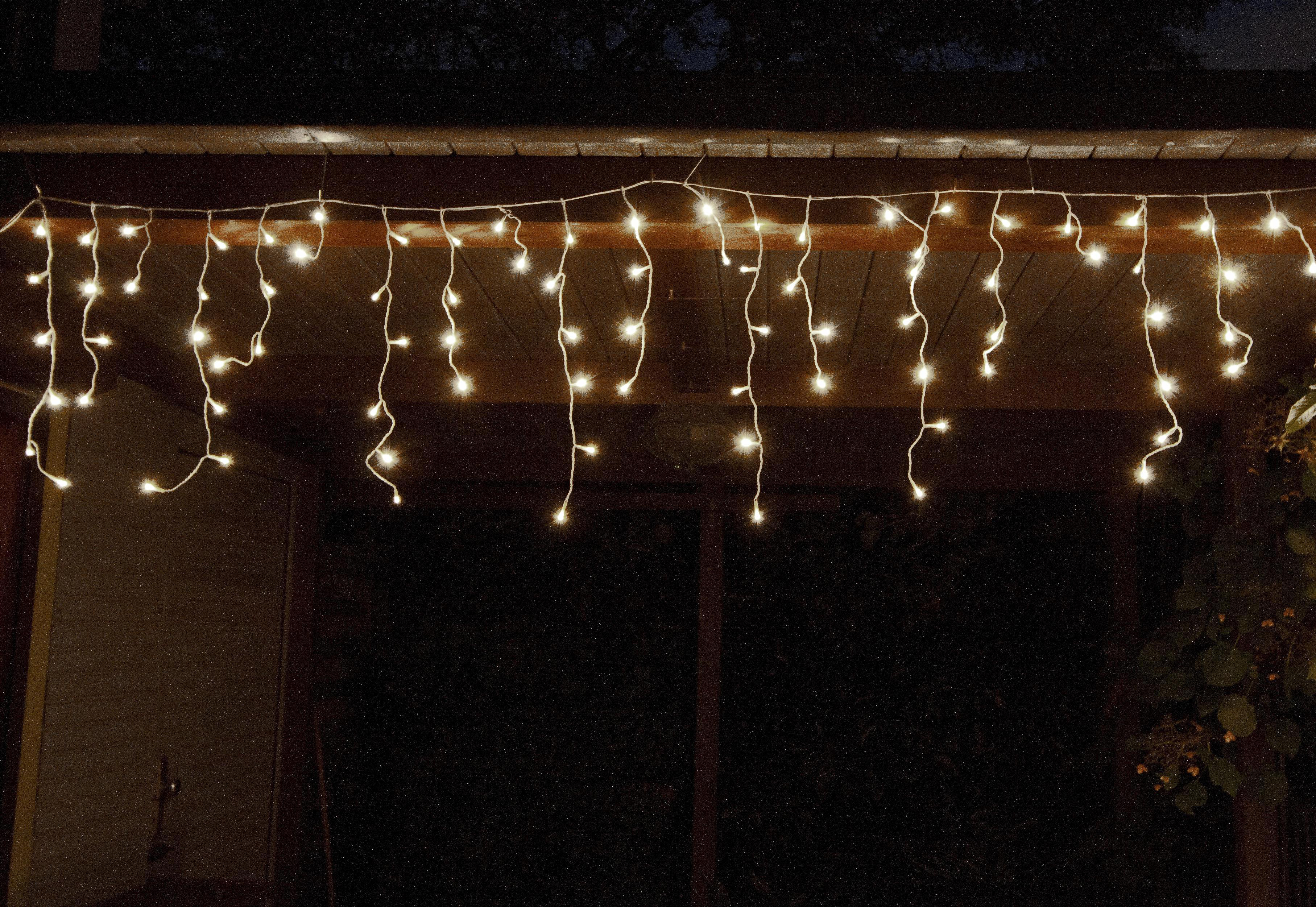 Eisregen-Lichterkette Mit Fernbedienung | 12m LED-Vorhangbeleuchtung In Warmweiß & Eisweiß