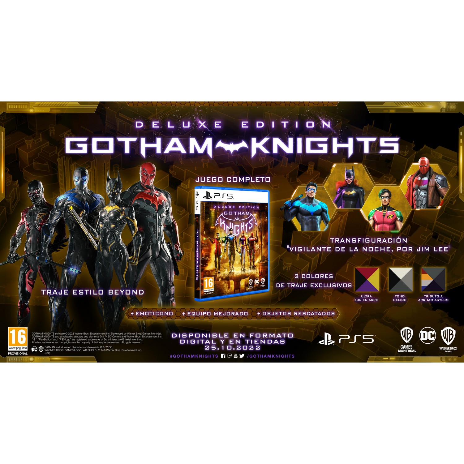 Caja de juego con personajes de Batman. Promociona el juego 