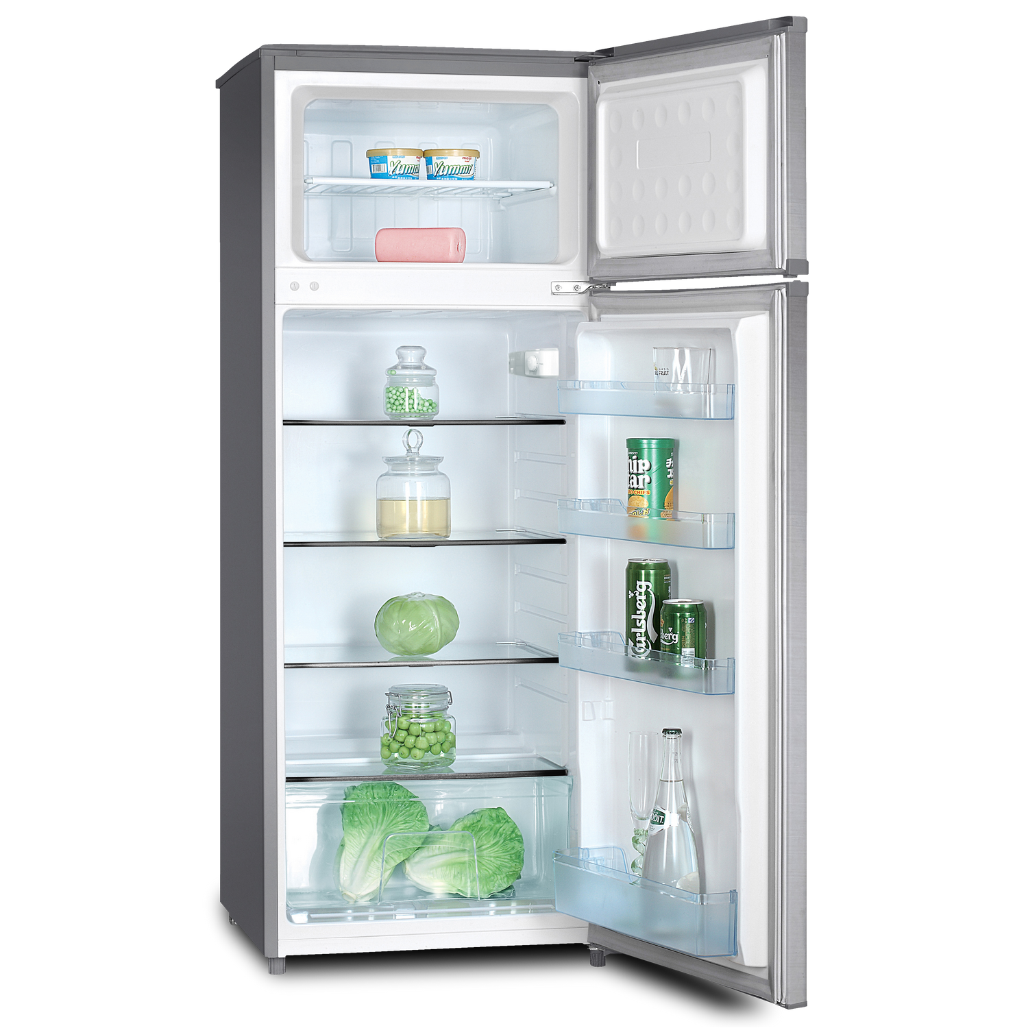 Frigorífico dos puertas - Infiniton FG-245IX, Cíclico, 141 cm, 212 l, Inox