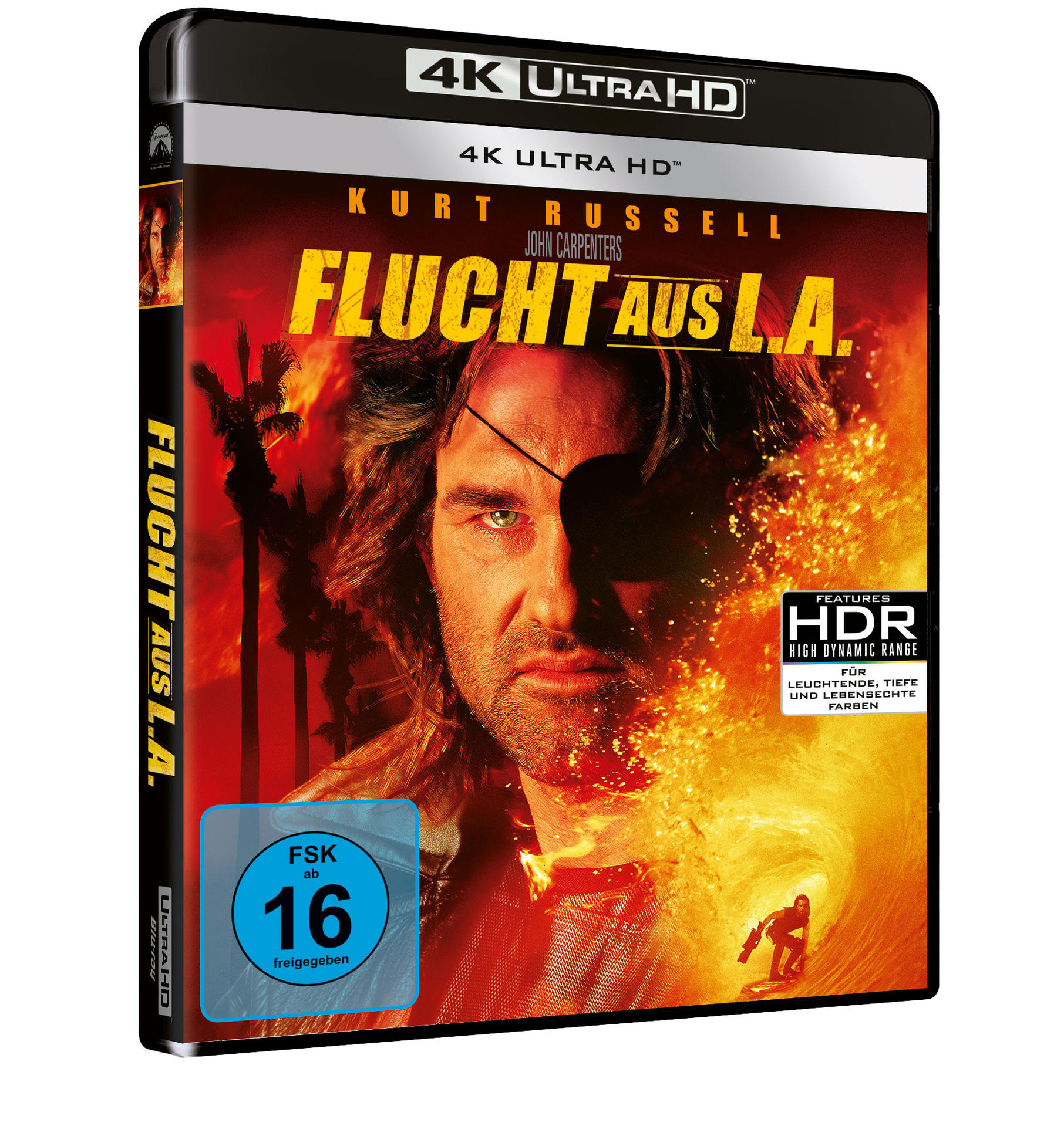 Eine DVD-Hülle mit Kurt Russell auf dem Cover, Titel "Flucht aus L.A."