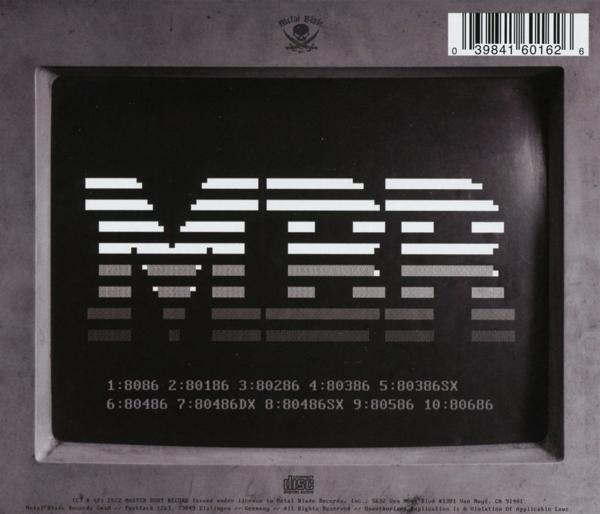 Graustufenbild eines Computerbildschirms. Der Bildschirm zeigt das Wort 'MBR' und numerische Daten.