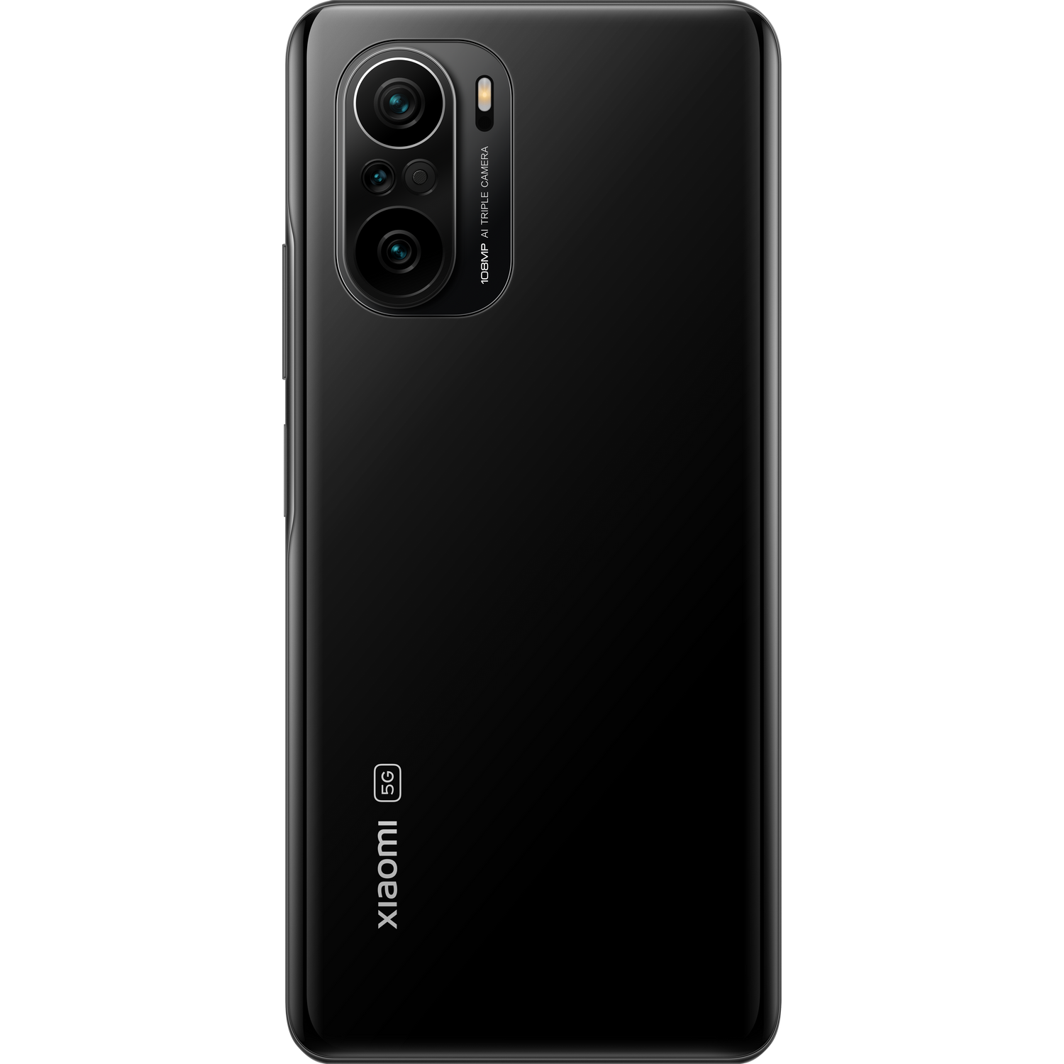 Parte trasera de teléfono Xiaomi negro con triple cámara.
