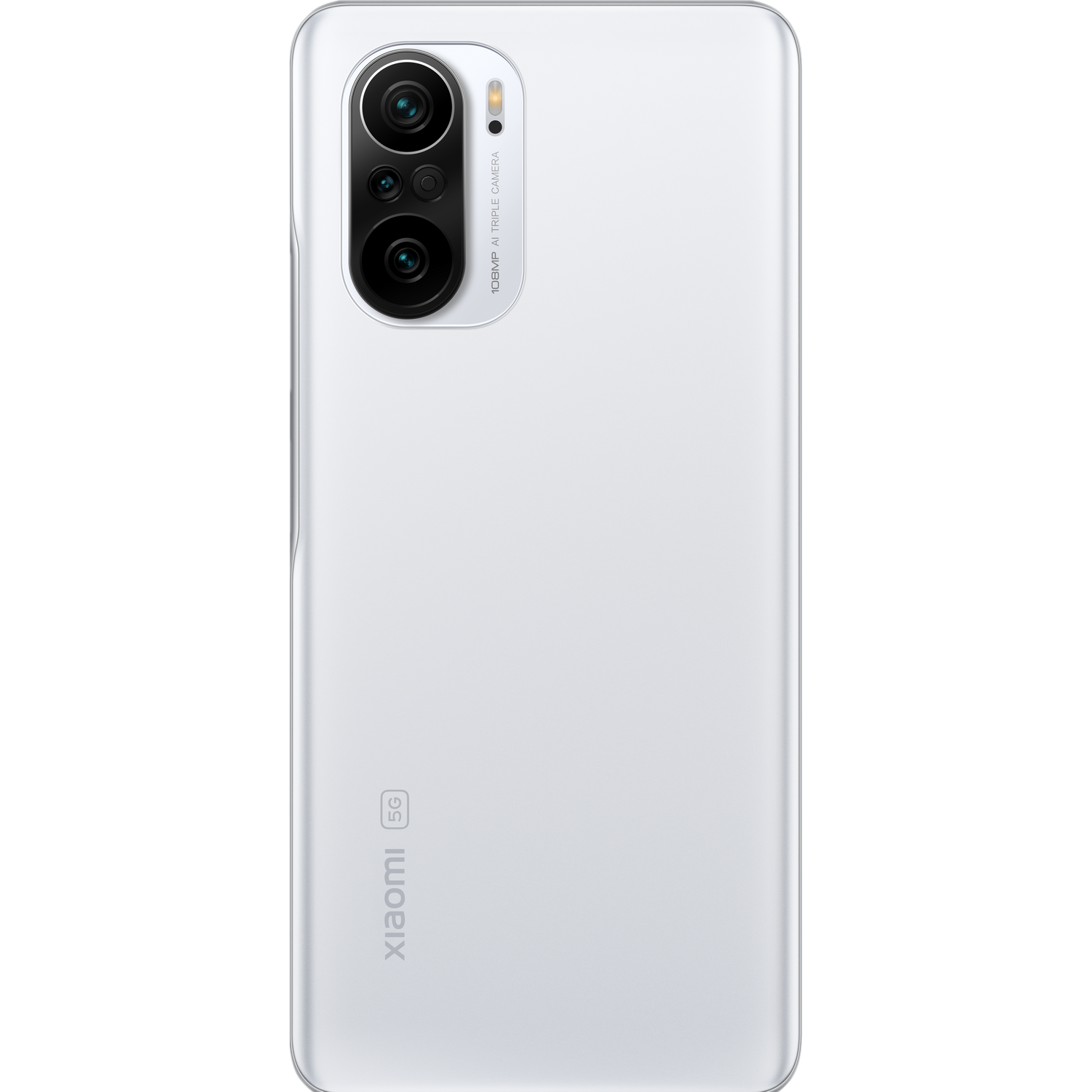 Smartphone blanco, triple cámara, 5G, Xiaomi.