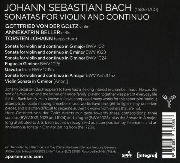 Gottfried von der Goltz, Annekatrin Beller, Torsten Johann - Sonatas For Violin And Continuo  - (CD)