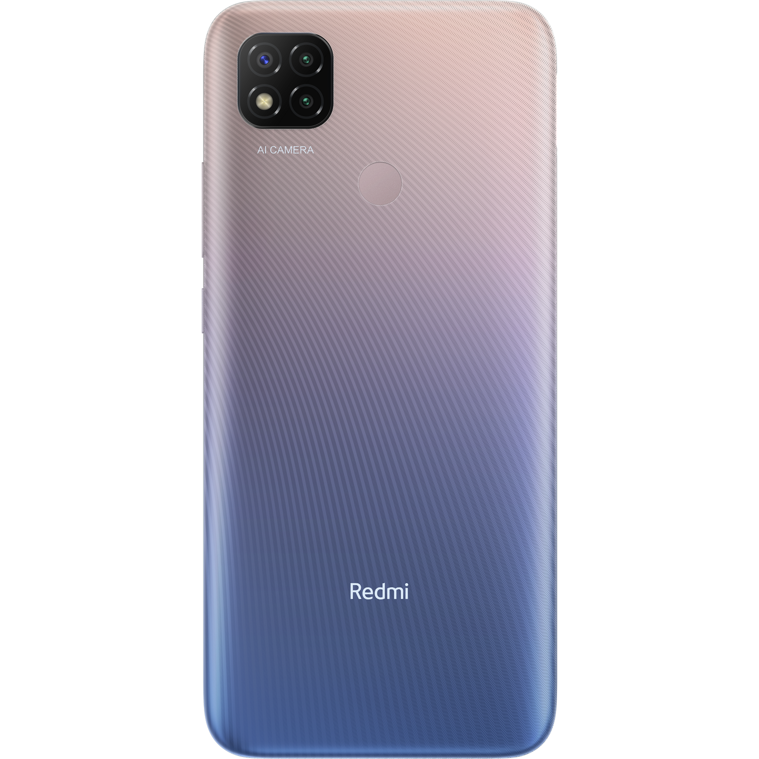 Un teléfono degradado morado y azul con una cámara triple en la parte posterior.