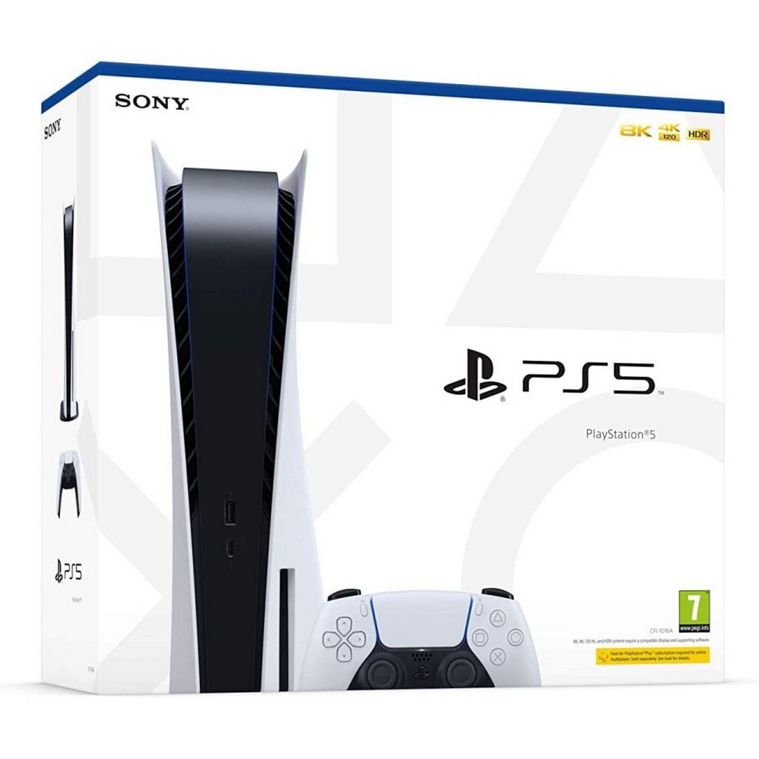 Caja y consola PlayStation 5, con un mando.