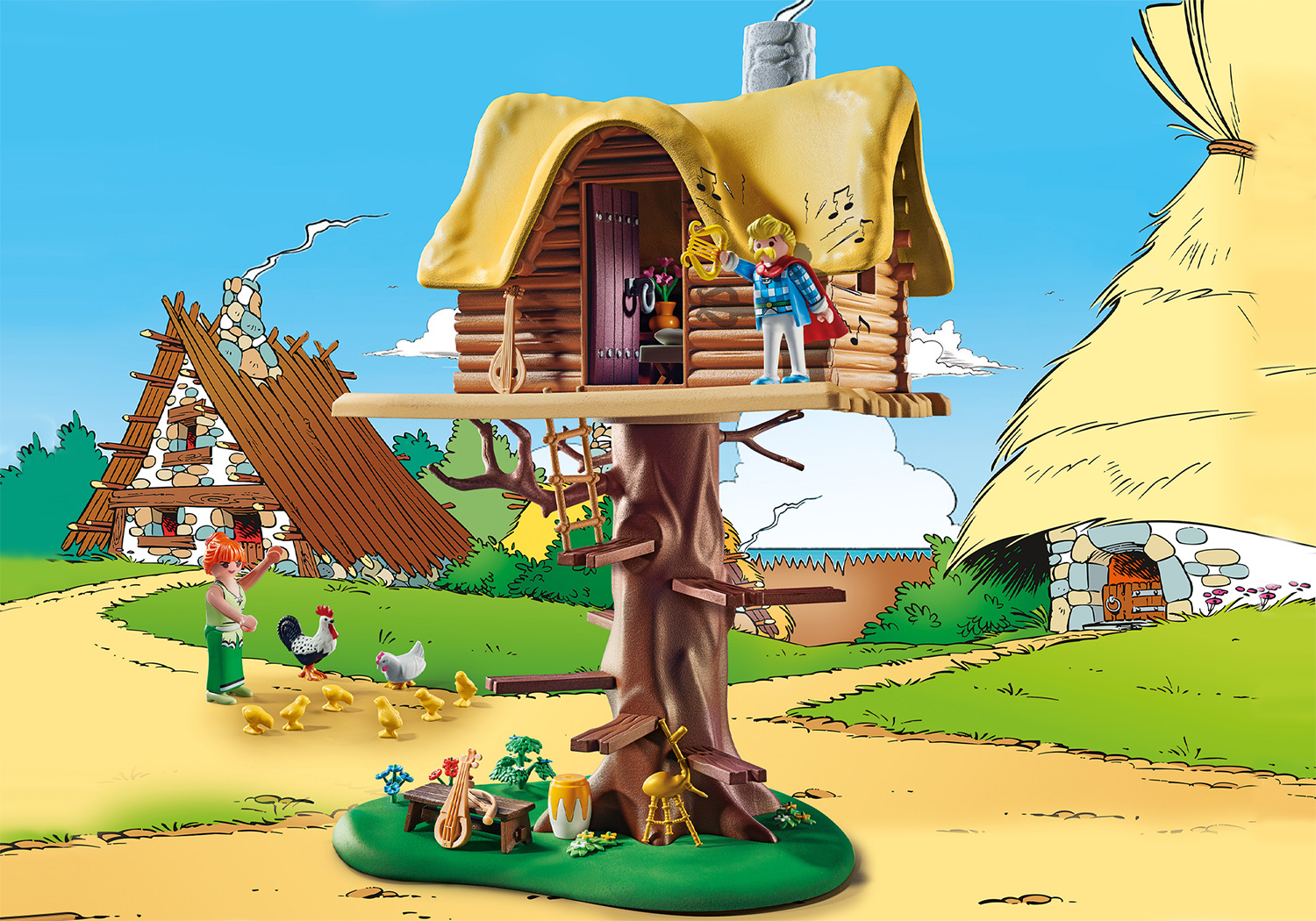PLAYMOBIL 71016 Baumhaus Troubadix Spielset, Asterix: mit Mehrfarbig