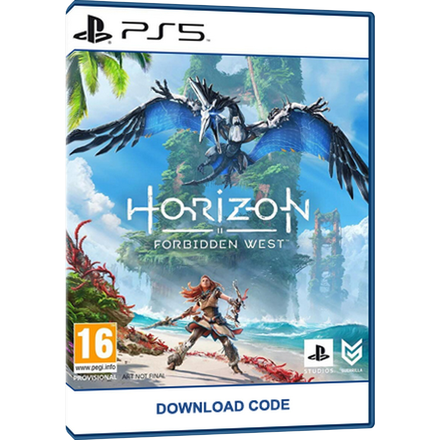 Consola - Sony PS5 Digital Edition, 825 GB, 4K, HDR, Blanco + Juego Horizon Forbidden West