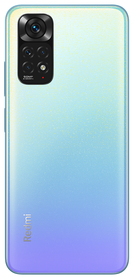 Bir Redmi telefonun arka yüzü, kamera modülü ve degrade renk şeması ile.