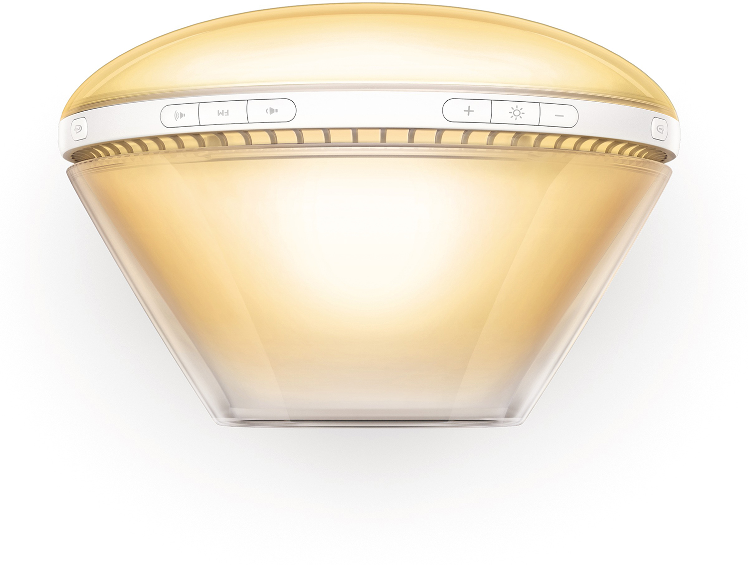 A Philips wake-up light. Yellow and white color scheme with control buttons.