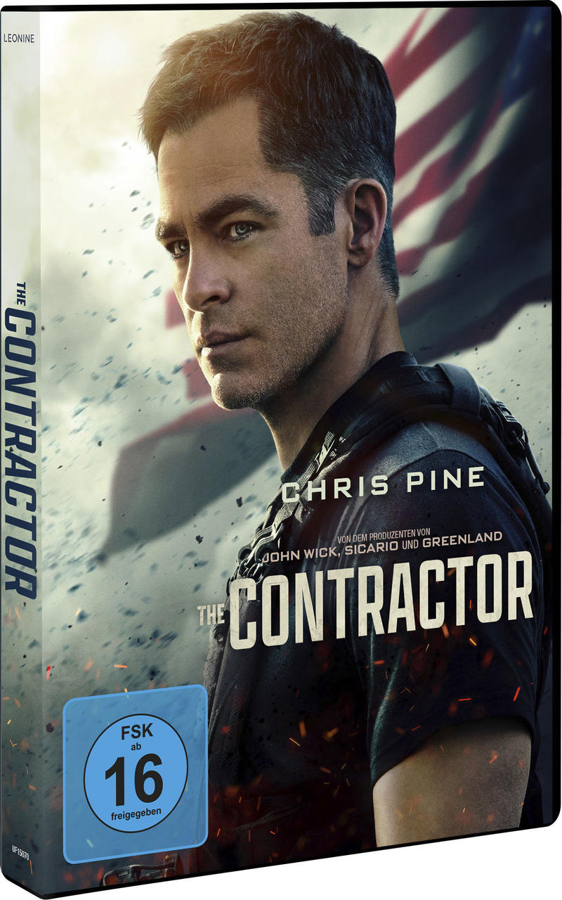 DVD-Hülle für den Film 'The Contractor'. Das Cover zeigt Chris Pine und den Titel.