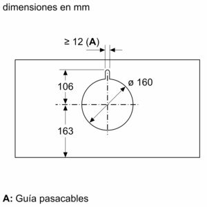 Dibujo técnico con dimensiones para un recorte circular, con texto en español.