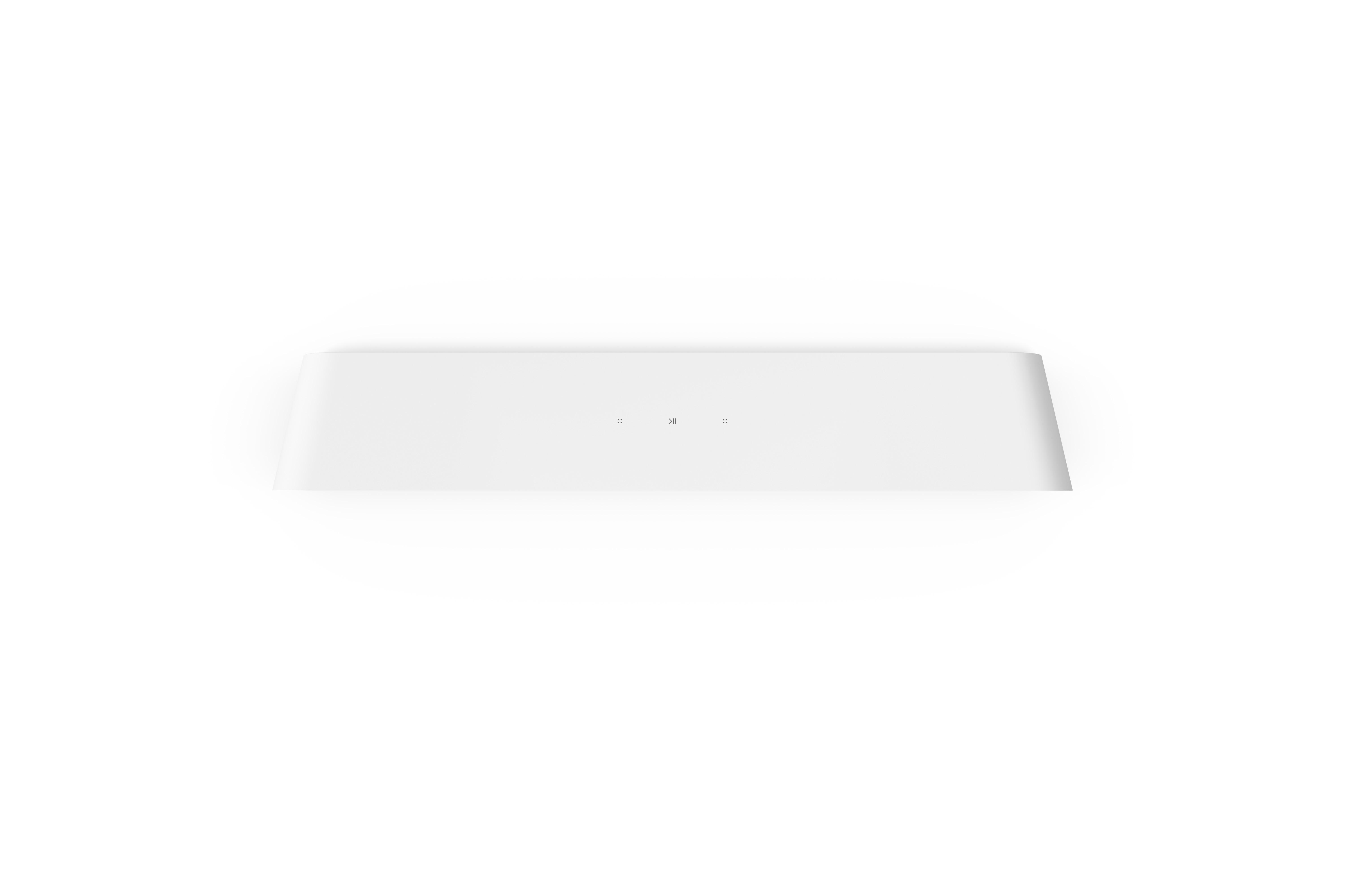 Weißer Soundbar auf weißem Hintergrund.