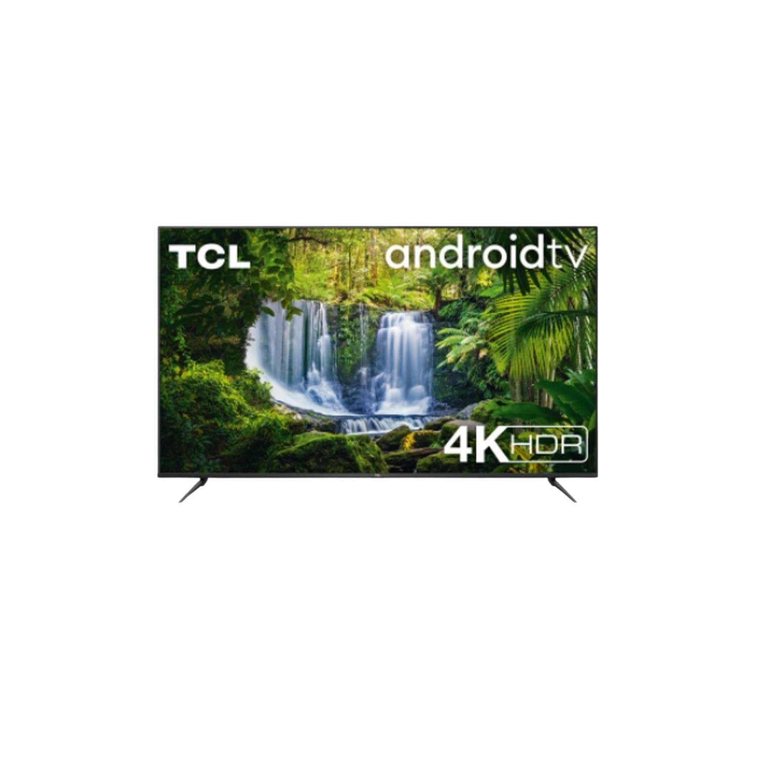 TCL Android TV. Muestra una escena de cascada. La pantalla es negra.