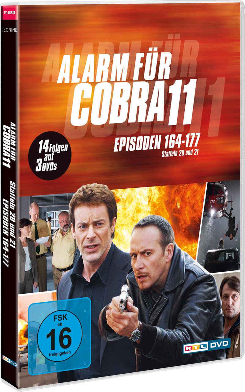 DVD-Cover für Alarm für Cobra 11, mit Schauspielern und Titel. Enthält 14 Episoden auf 3 DVDs.