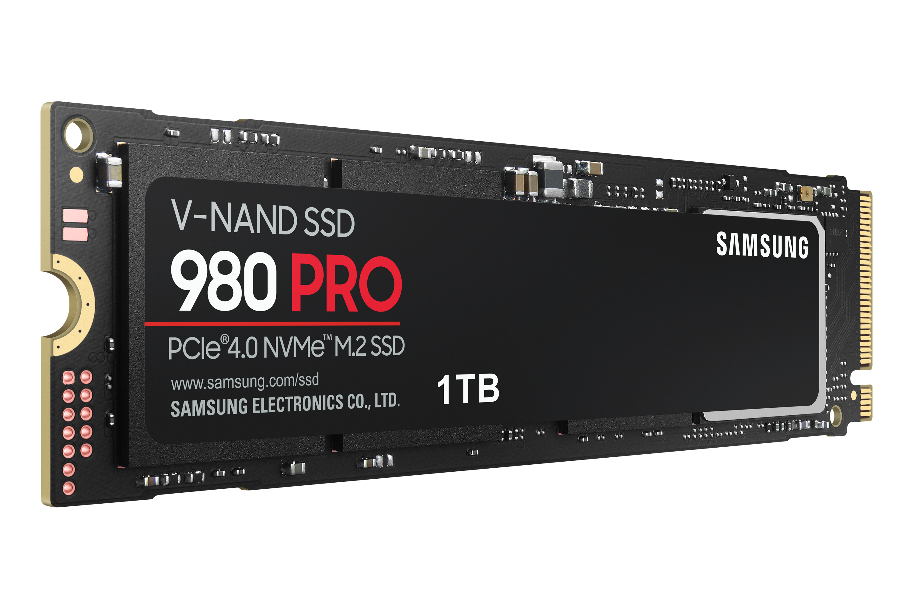 Siyah Samsung SSD, V-NAND SSD 980 PRO, 1TB kapasite.