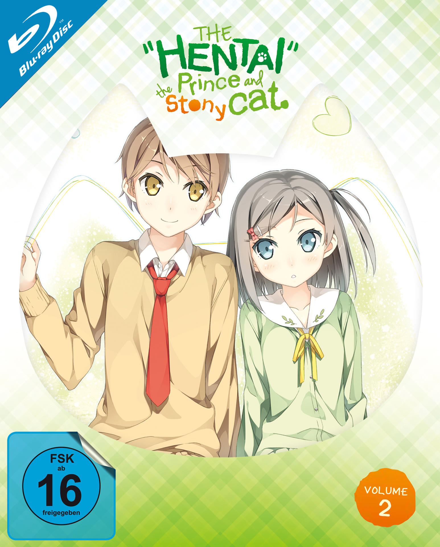 Blu-ray-Cover: Anime-Charaktere, ein Junge und ein Mädchen, mit dem Text 'The Hentai Prince and the Stony Cat'.