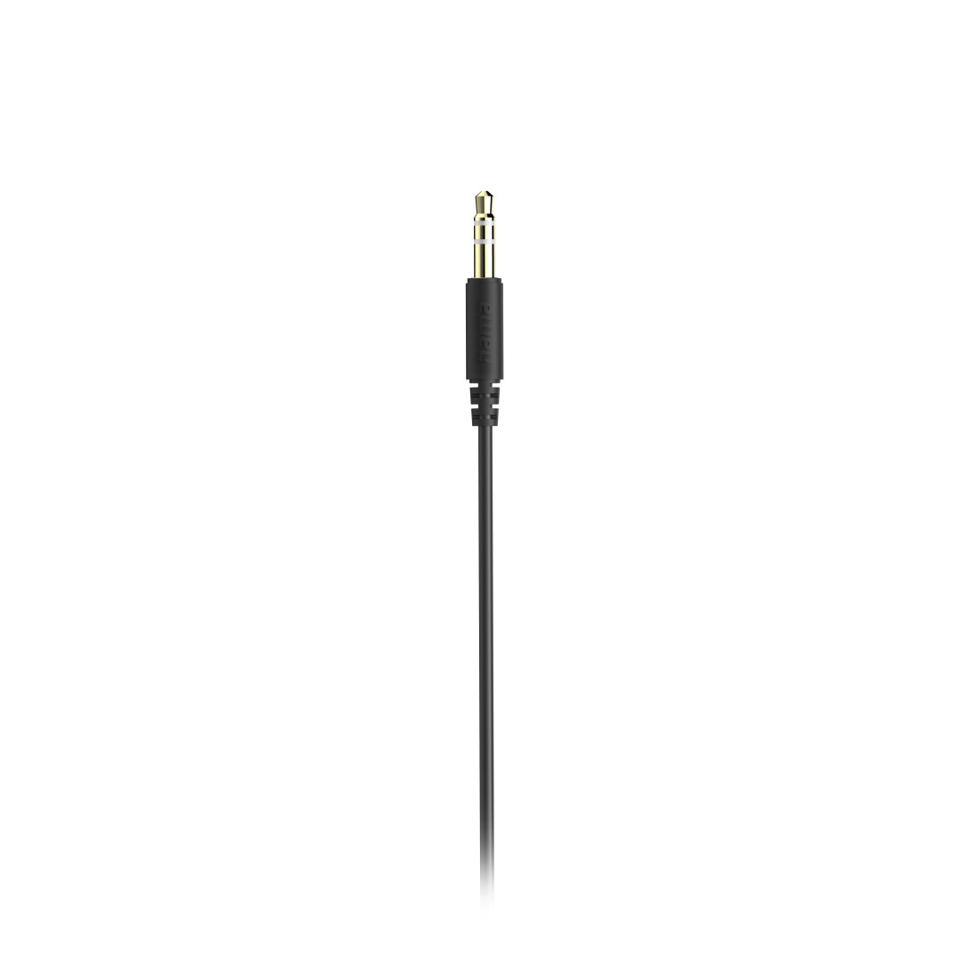 Schwarzes Rode-Audiokabel mit goldfarbenem 3,5-mm-Klinkenstecker.