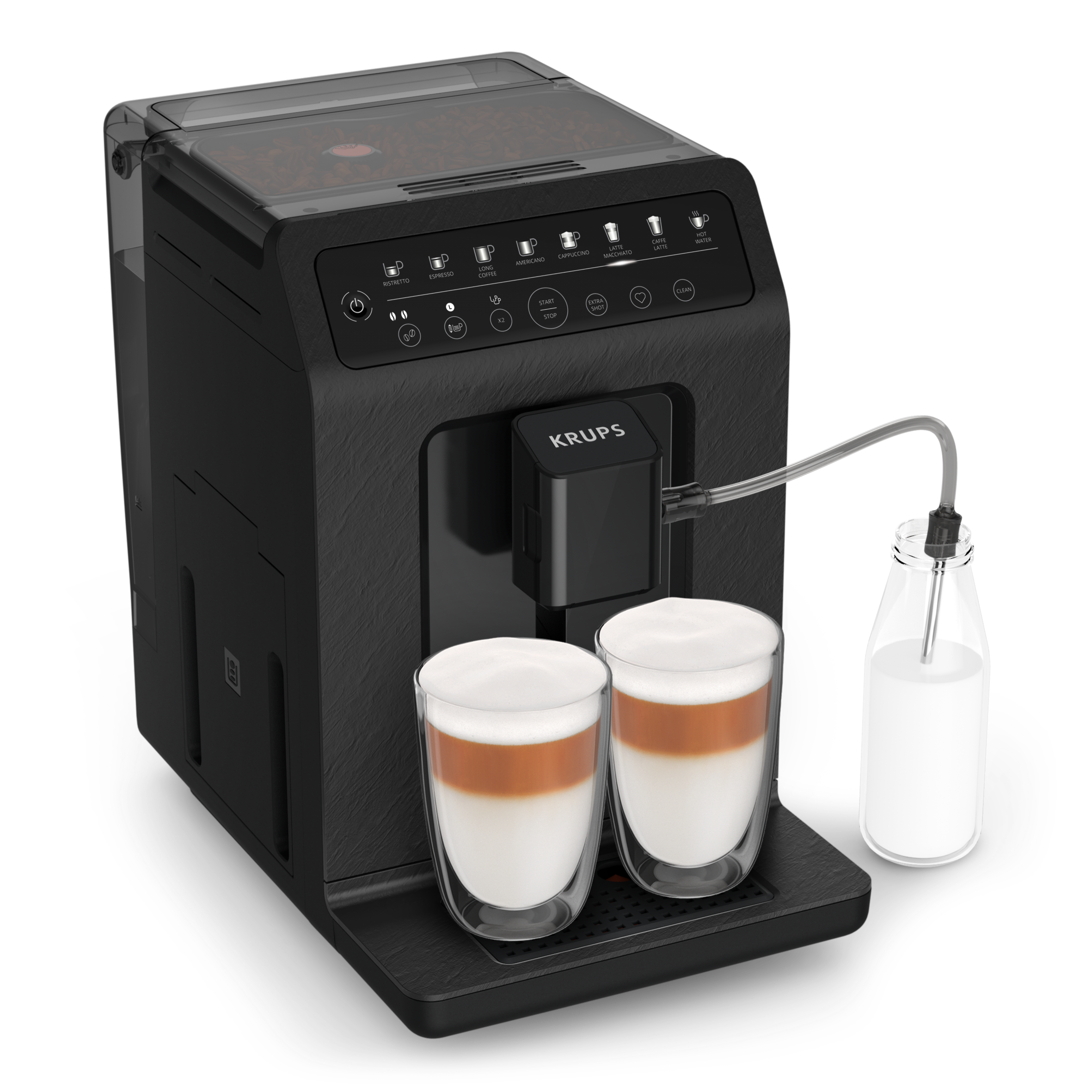 Cafetera superautomática - Krups EA897B10 Evidence ECO Design, 1450 W, 15 bar, 2.9 L, 8 Programas, Función 2 tazas, Negro