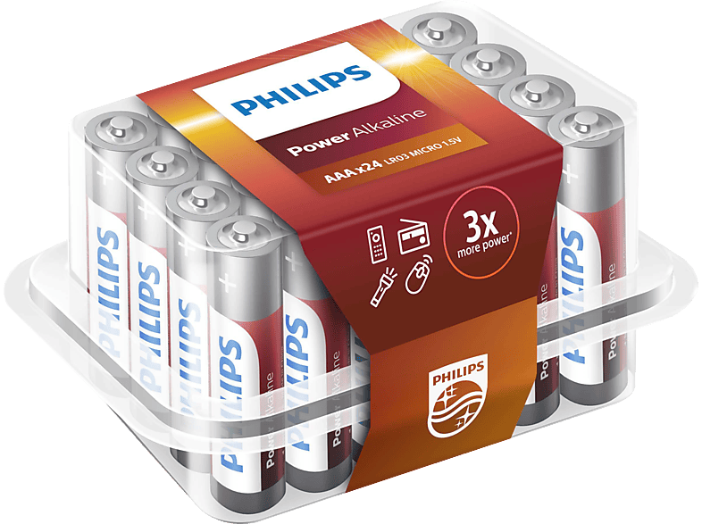 PHILIPS 693084 LR03/AAA 24 PCS POWERLIFE P AAA Batterie, Alkaline, 1.5