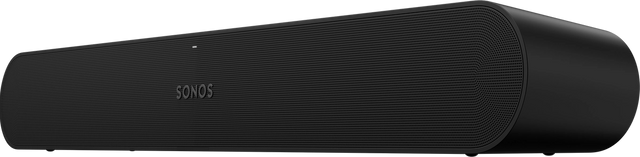 Eine schwarze SONOS Soundbar. Es ist ein langer, rechteckiger Lautsprecher mit abgerundeten Enden.