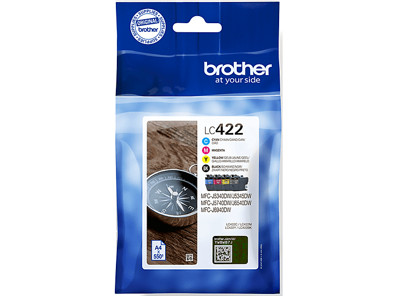 Brother LC422 Black & Tricolor Ink Cartridge Value Pack
