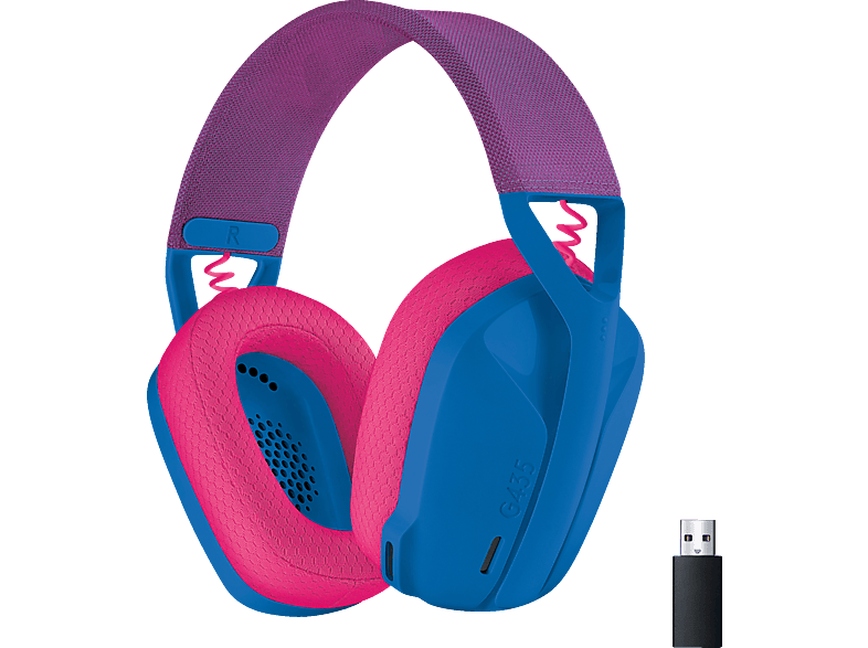 LOGITECH G435 LIGHTSPEED Kompatibel mit Dolby Atmos, PC, PS4, PS5 und Handy, kabelloses, Over-ear Gaming-Headset Bluetooth Blau