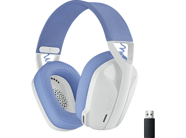 LOGITECH G435 LIGHTSPEED Kompatibel mit Dolby Atmos, PC, PS4, PS5 und Handy, kabelloses, Over-ear Gaming-Headset Bluetooth Weiß