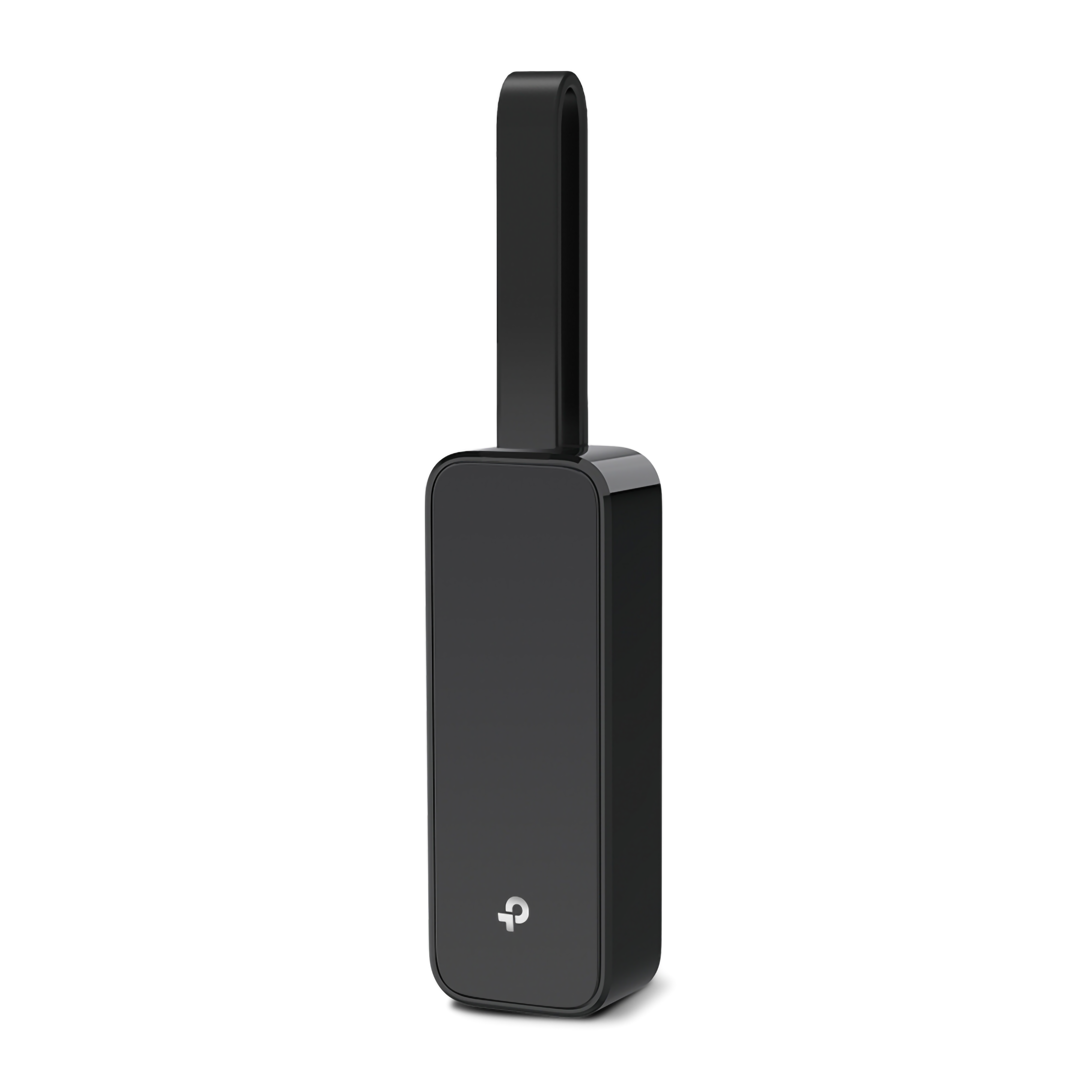 Een zwart apparaat met een handvat, waarschijnlijk een TP-Link WiFi range extender.