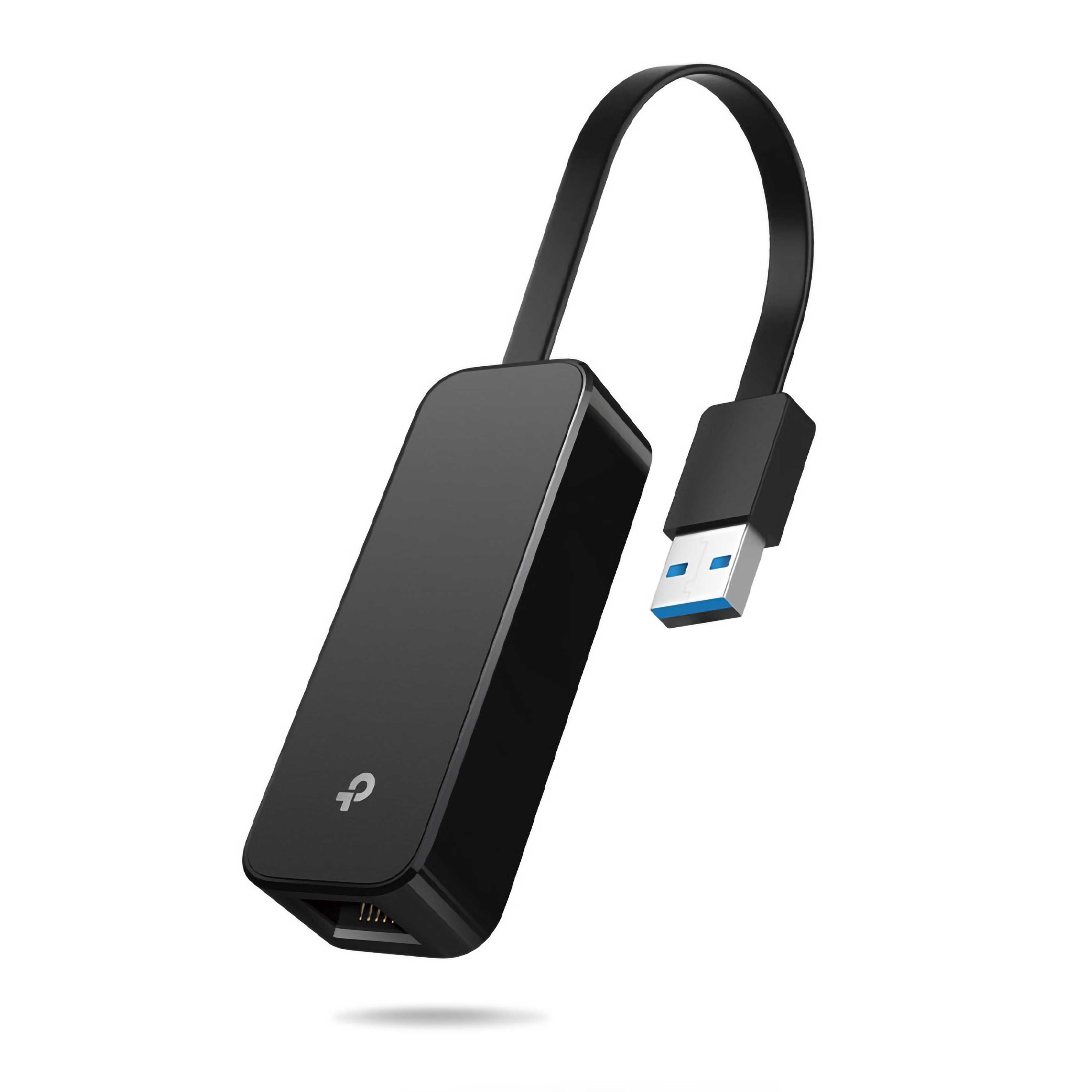Zwarte TP-Link netwerkadapter met USB-connector.