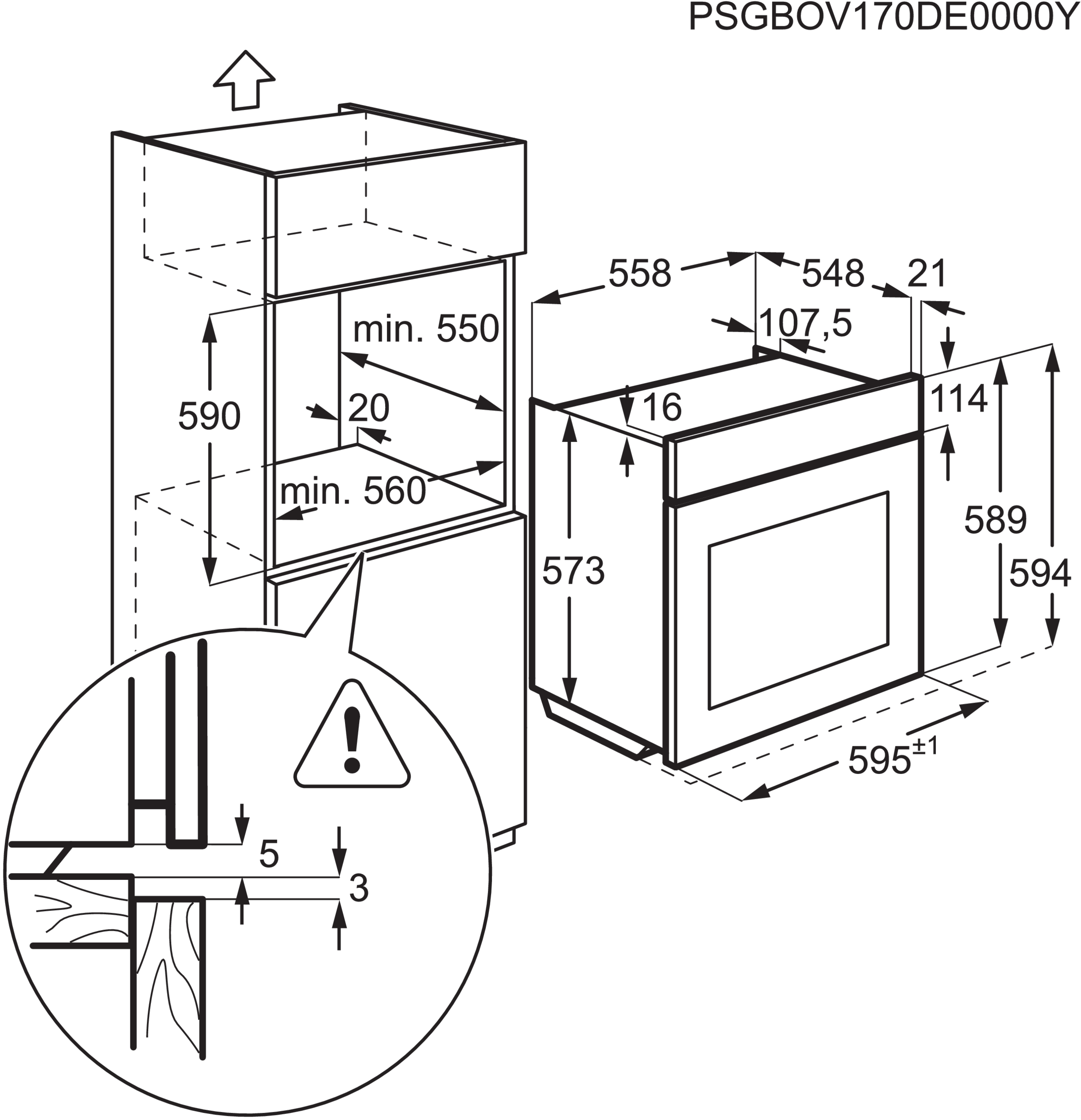 AEG BCO57501V2, Backofen (Einbaugerät, 72 l, 596 mm breit)