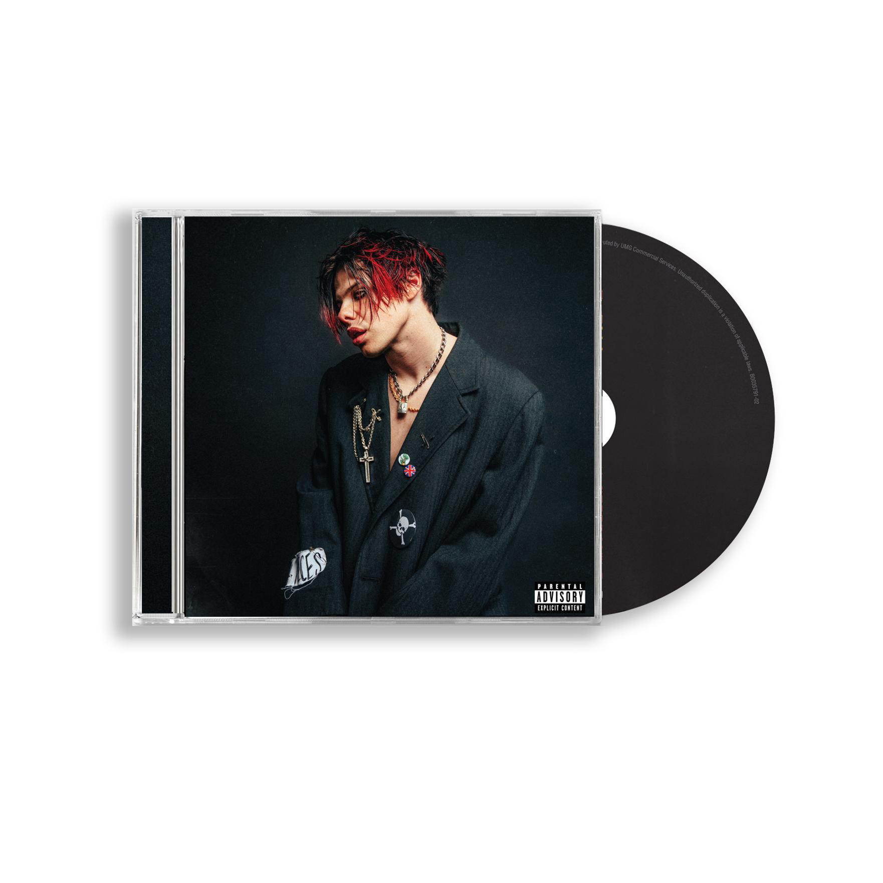 CD-Hülle mit einer Person auf dem Cover. Die CD ist schwarz.