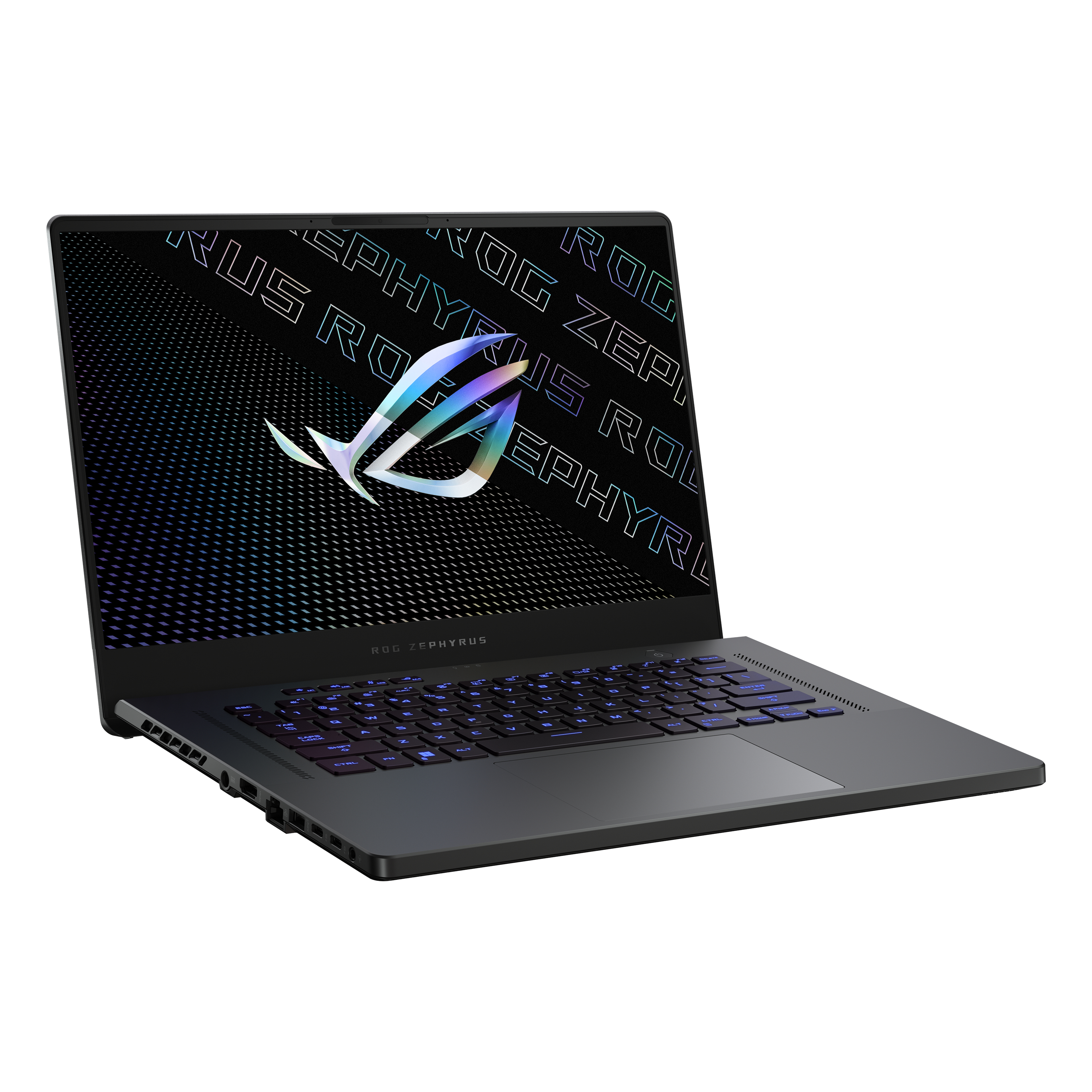 Ein Gaming-Laptop ist geöffnet und zeigt eine Spieloberfläche mit beleuchteter Tastatur.