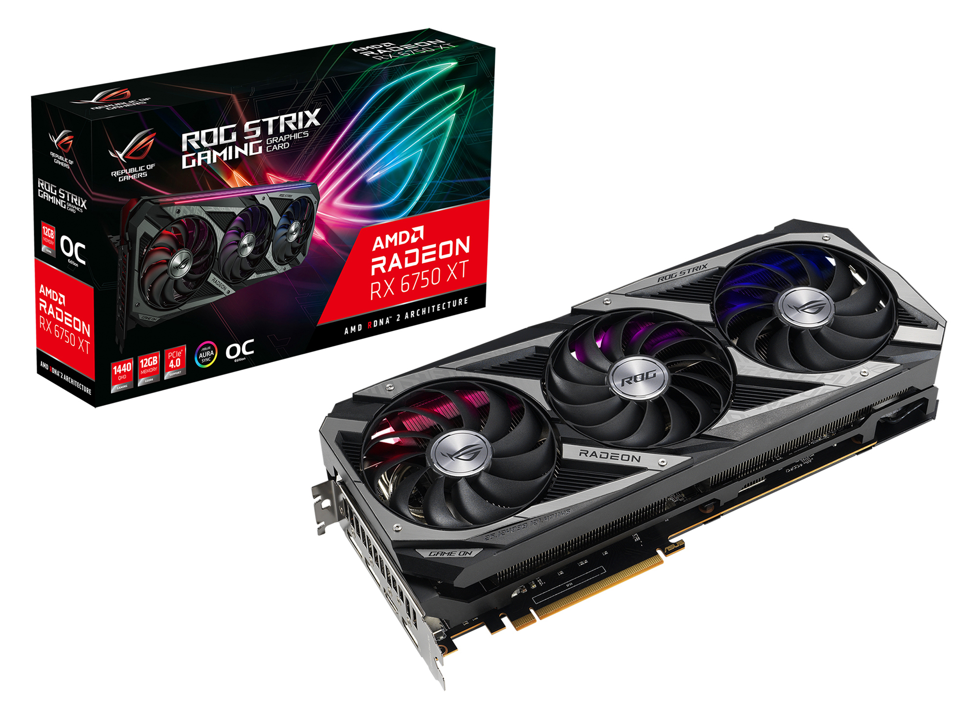 ASUS Radeon ROG Grafikkarte) (AMD, RX6750XT Strix Gaming O12G (90YV0HK1-M0NA00)