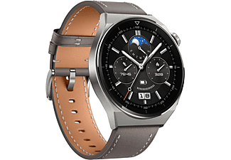 HUAWEI Watch GT 3 Pro 46 mm Smartwatch Titanium Echtleder, 140-210 mm, Titanium/Grey