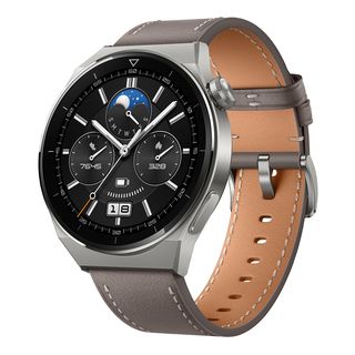 HUAWEI Watch GT 3 Pro 46 mm Smartwatch Titanium Echtleder, 140-210 mm, Titanium/Grey