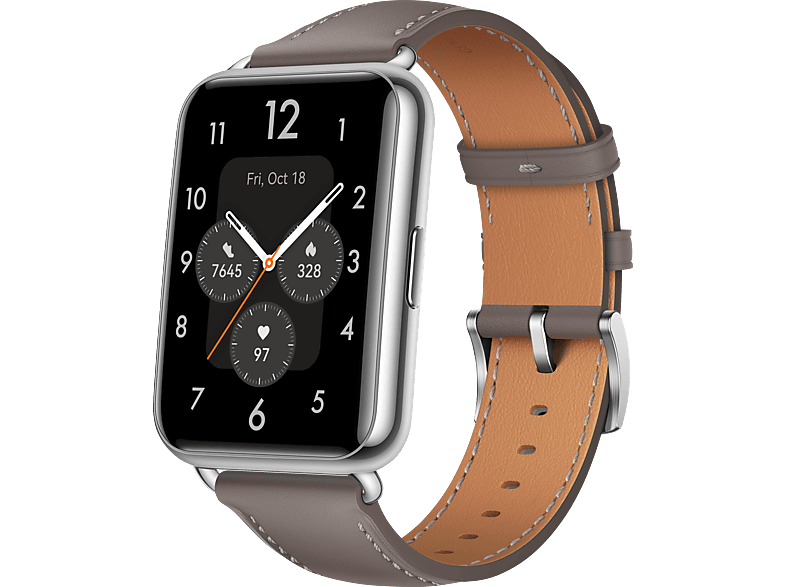 HUAWEI Watch Fit 2 Classic Smartwatch Aluminium Echtleder, 140-210 mm, Nebula Gray