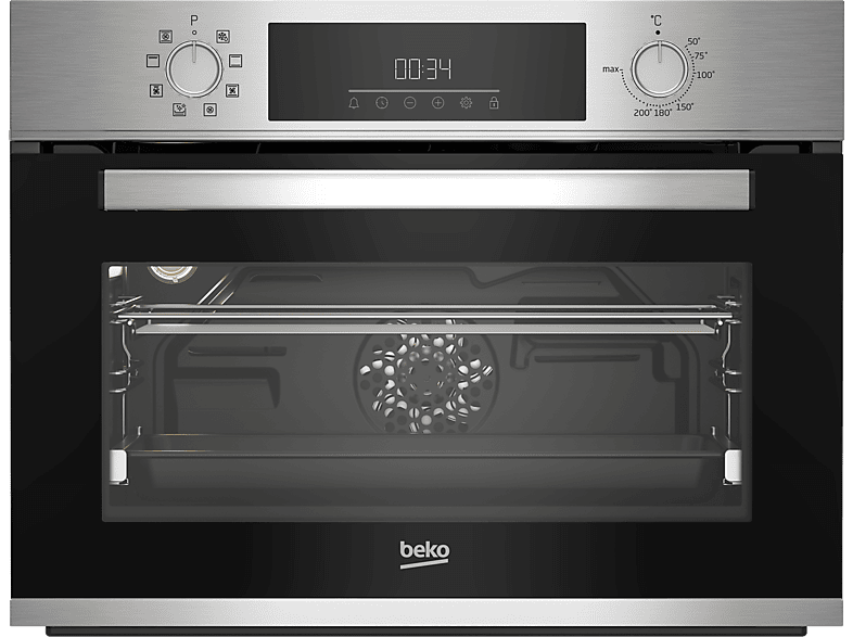 Horno  Beko BBCM12300X, Multifunción, Limpieza por vapor, 48 l, 59.4 cm,  Inox