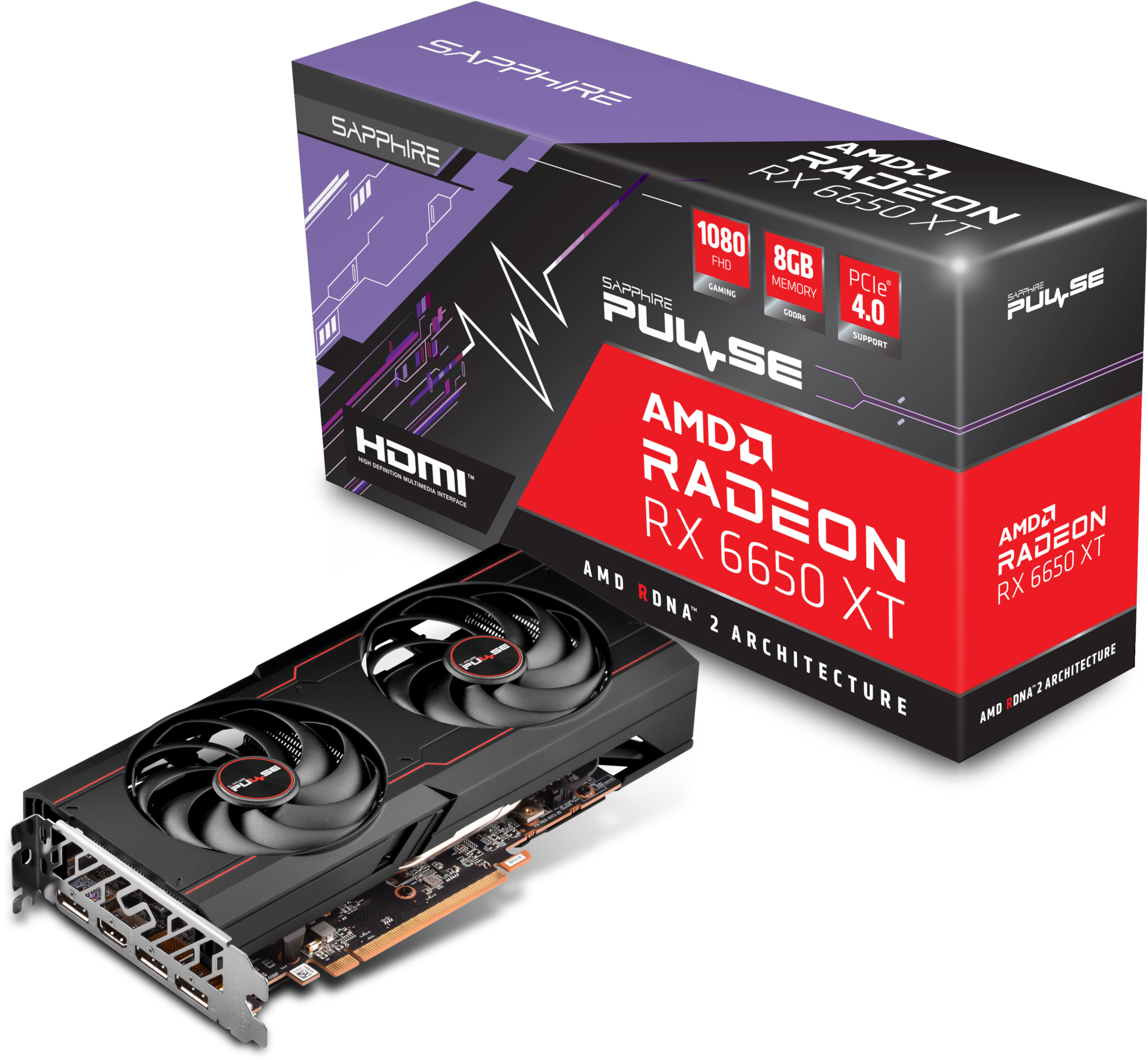 SAPPHIRE Grafikkarte PULSE AMD Radeon™ RX 6650 XT 8GB, 128Bit, GDDR6, 17.5Gbps, AMD RDNA 2