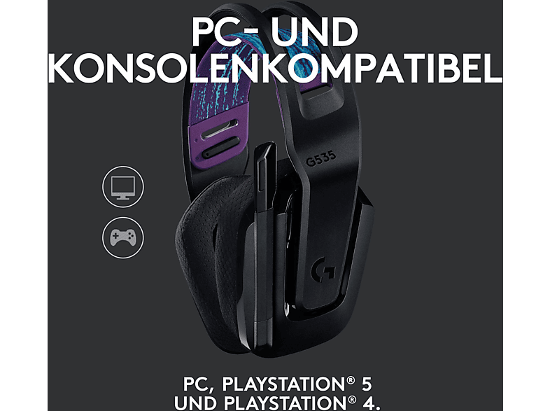 LOGITECH G G535 Lightspeed, Kabelloses Gaming Headset, (PC/MAC), Schwarz — Foto 4 von 5