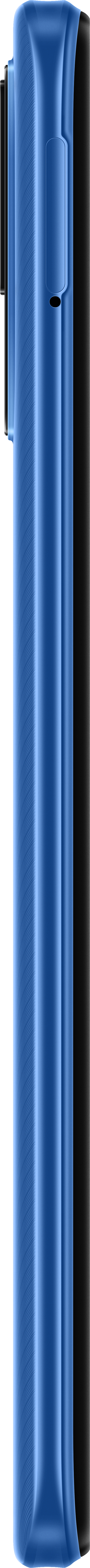 Blaues Telefon, Seitenansicht. Glatte Textur, einfaches Design.