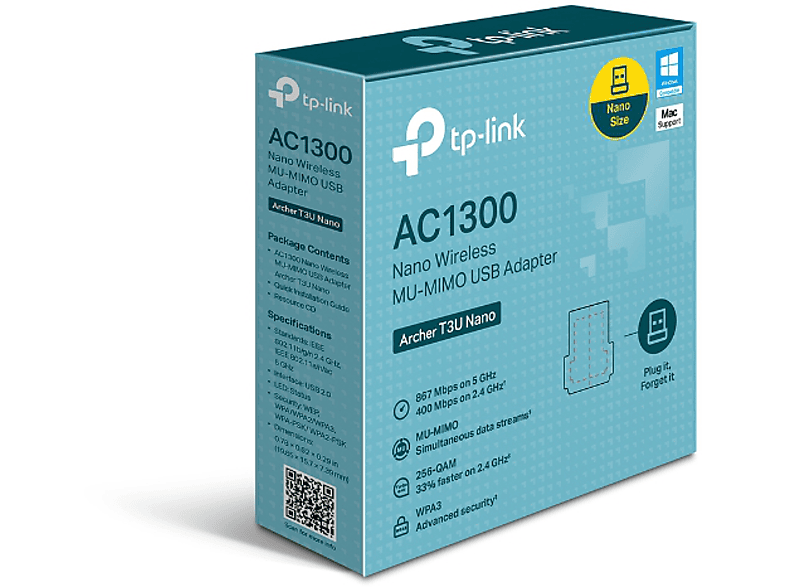 TP-LINK Archer T3U Nano 1300 MBPS Kablosuz Dual Band USB Adaptör Siyah_2