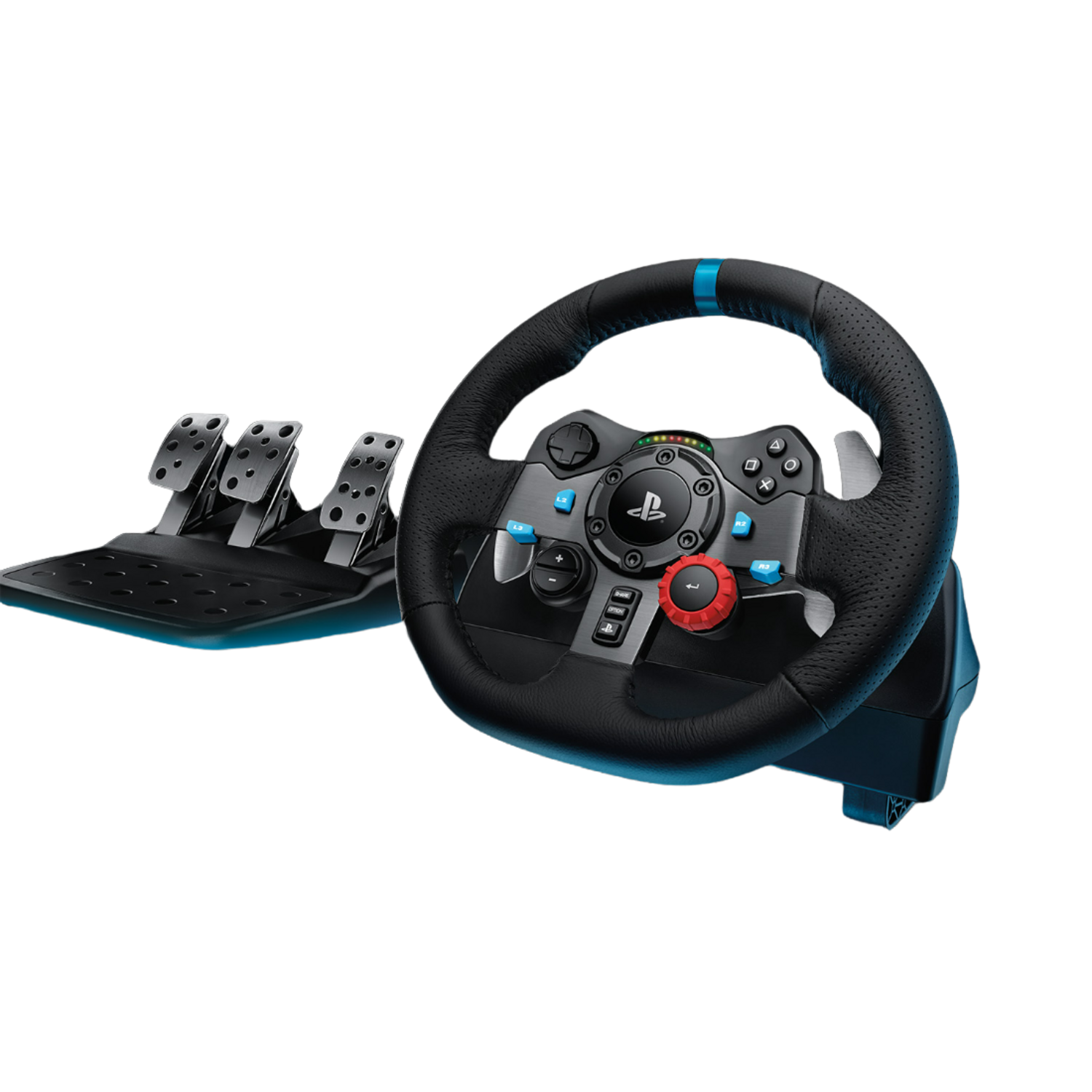 Volante - Logitech G29 Driving Force, PS5, PS4, PS3, PC, 6 velocidades, Pedales ajustables, Force Feedback, LED